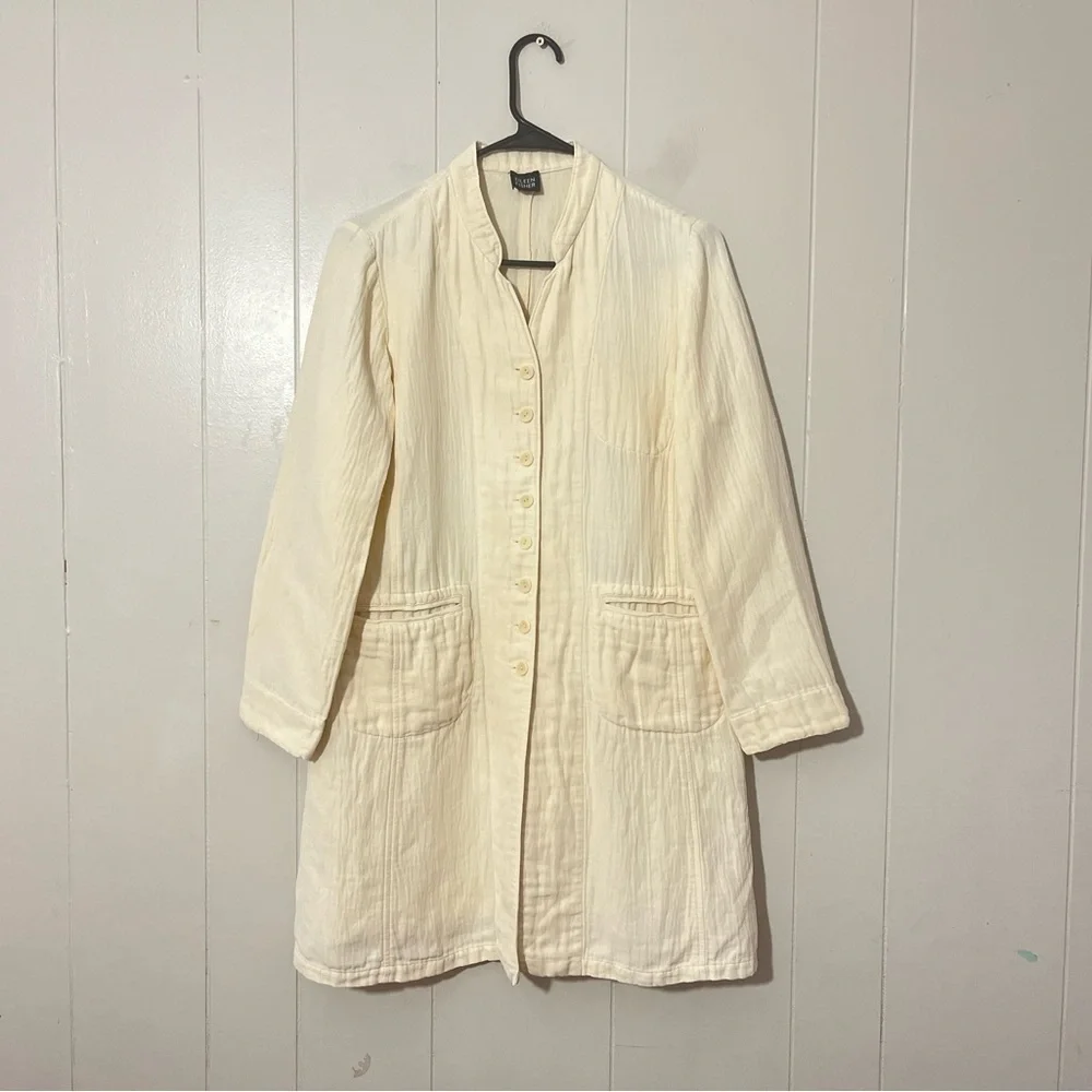 Eileen Fisher Beige Ramie Button Down Long Sleeve Blazer Size S